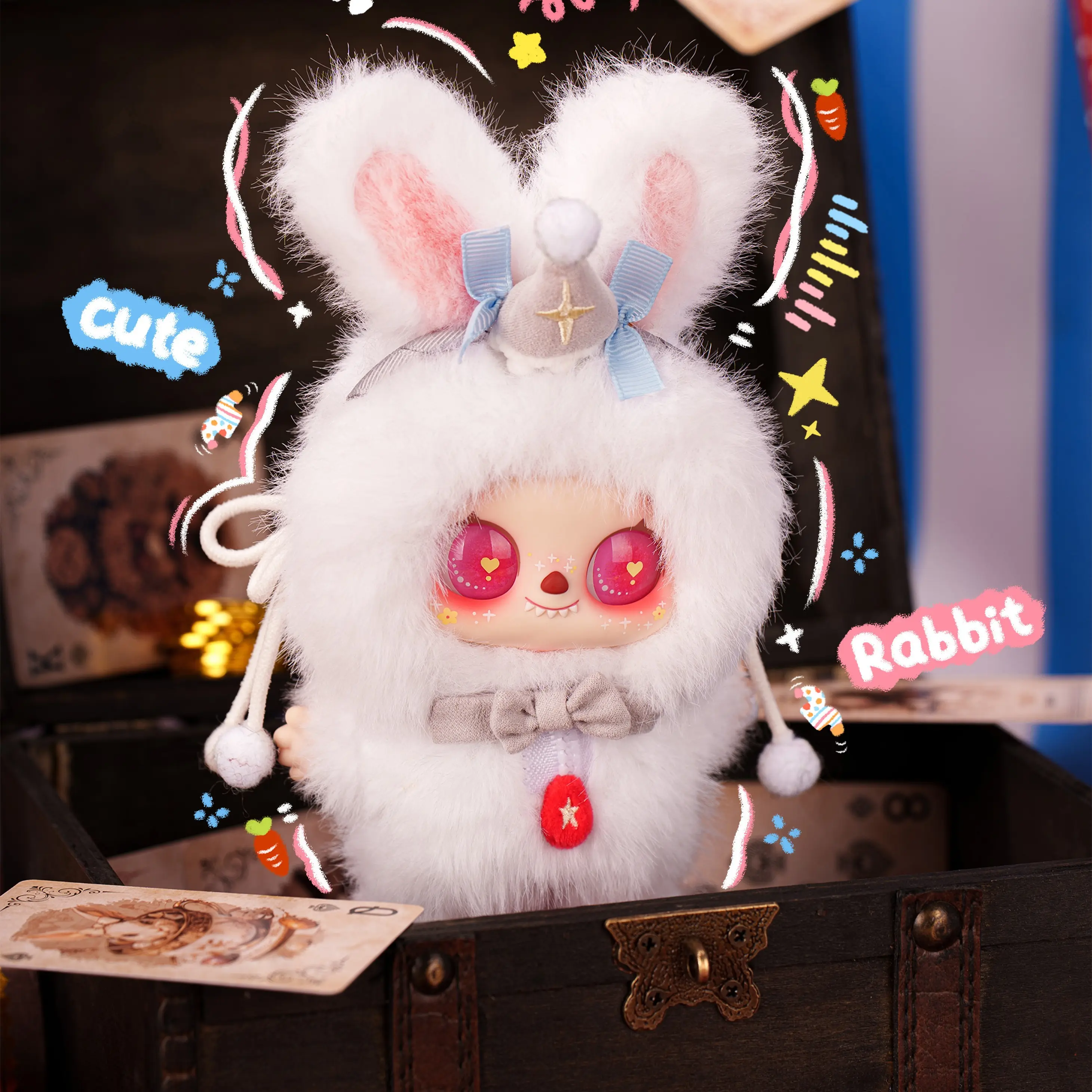 BB3-PIPIZI-Fluffy Crit Squad Bunny Plush Dolls，Soft Furry Collectibles，Stuffed Animal