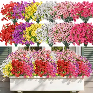 SHareconn 24/30-Set Colorful Realistic Faux Daisy & Eucalyptus Plants, UV-Resistant Artificial Flowers for Outdoor Porch, Garden Decor