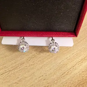 925 Sterling Silver Moissanite Hoop Earrings - VVS1 D Color Sparkling Gemstone Hoops
