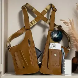 This adjustable premium leather underarm bageatures a hidden security pocket for storing your phonend outdoor gear, making it ideal for cycling, hiking, andarunning. Versatile Bag