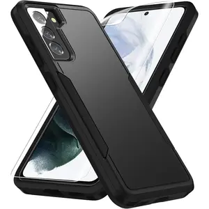 for  Galaxy S21 Case, Galaxy S21 Case with HD Screen Protector [ Grade Drop Tested] Heavy-Duty Tough Rugged Shockproof Protective Case for S21, Black