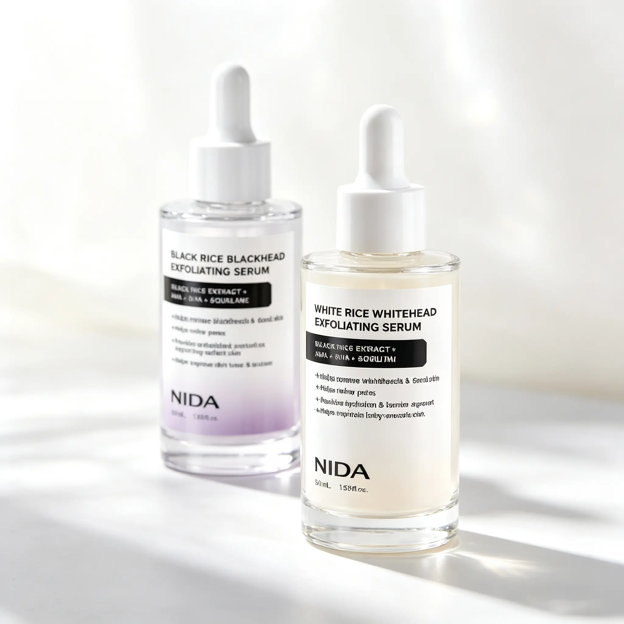 NIDA Rice Exfoliating Serum, Mild Rice Bran Essence Unclog Blackheads Whiteheads, Deep Clean Pores & Smooth Rough Skin Texture