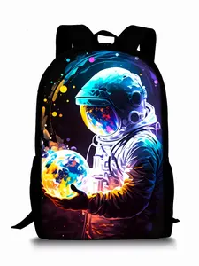 Planet Astronaut Pattern Print Single-Layer Backpack