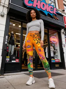 Women's High-Waisted Yoga Pants, Letter Print Running Training Gym Wear, Sporty Tight-Fitting Workout Bottoms for All Seasons, Yoga Leggings