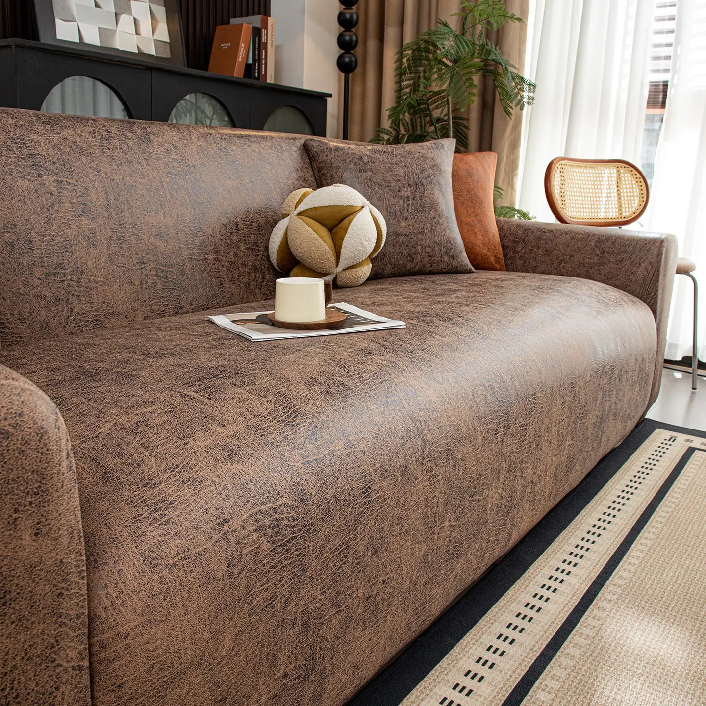 1PC Faux Leather Waterproof Sofa Cover, Stain-Resistant and Pet-Friendly, High-Elasticity Sofa Cover with Full-Cover Non-Slip Design, Available in 6 Colors, Sofa Couch Covers, Sofa Slipcover, Dustproof Sofa Slipcover, Slipcover For Sofa