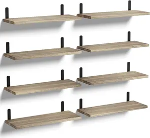 Floating Shelves Set of 8, Rustic Hanging Wood Shelves