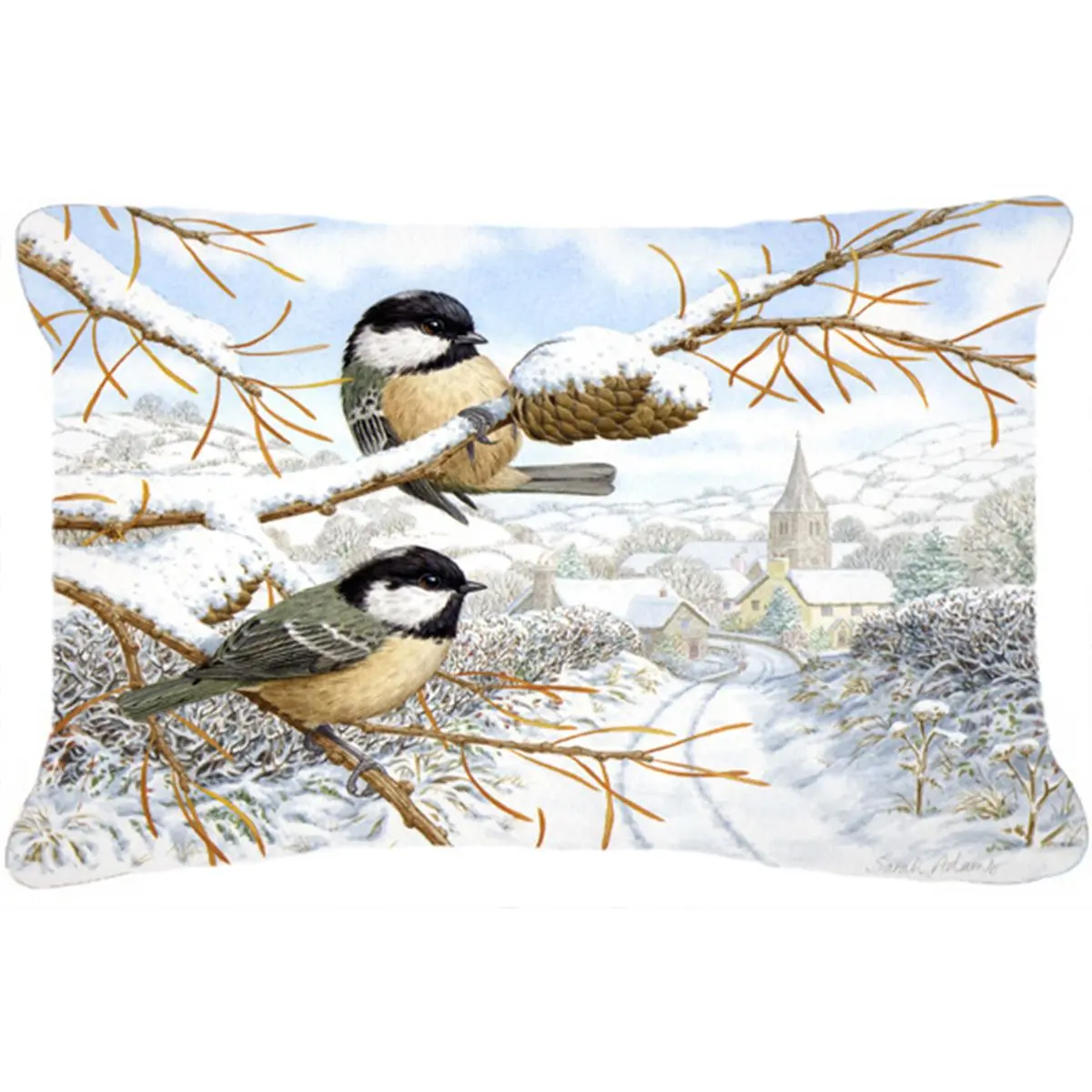 Coal Tits Fabric Decorative Pillow