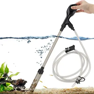 Small Gravel Vacuum for Aquarium, Manual 80GPH Aquarium Gravel Cleaner Low Water Level Water Changer Fish Tank Cleaner with Pinch or Grip Run in Seconds Suction Ball Adjustable Length