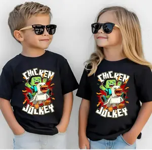 Adult And Youth T-Shirt Chicken Jockey, Funny Minecraftt, Inspired Gamer Tee for Boys And Girls, Cute Riding Chicken Graphic Shirt