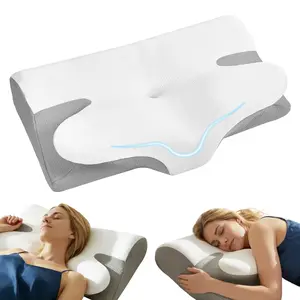 Ergonomic Cervical Memory Foam Pillow for Neck Pain Relief, Adjustable Contour Pillow with Hollow Center & Cooling Cover