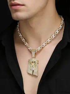 Iced Chics Hip Hop Zircon Jesus Head Pendant, Infinity 8 Cuban Chain, Unisex Fashion Accessory, Jewel Cuban Style Necklace, Perfect Gift for Friends, Birthday, Holiday