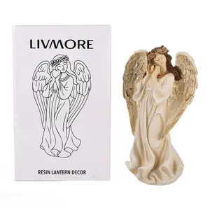 Livmore White Polyresin Angel Figurine with Light 2xAAA Battery not Included