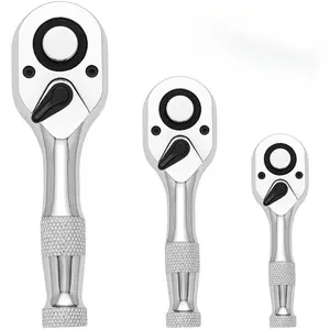 Ratchet Set, 1/4", 3/8", 1/2" Drive Ratchet Stubby Handle Wrench, 72-Tooth Quick-Release Reversible Wrench Set, Professional Hand Tool