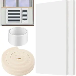 2 pcs 17 x 9 x 78 inch window air conditioner insulated foam panels insulation winter ac side surround panels kit air conditioner accessories window with top seal strip for indoor white