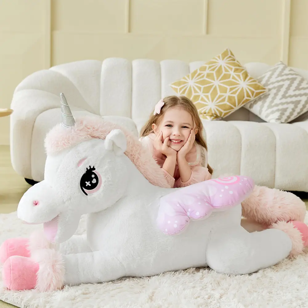IKASA Giant Unicorn Stuffed Animal Plush Toy,Big Large Jumbo Soft Toys,43" Cute Huge Size Fluffy Plushy Fat Plushie,Gifts for Kids