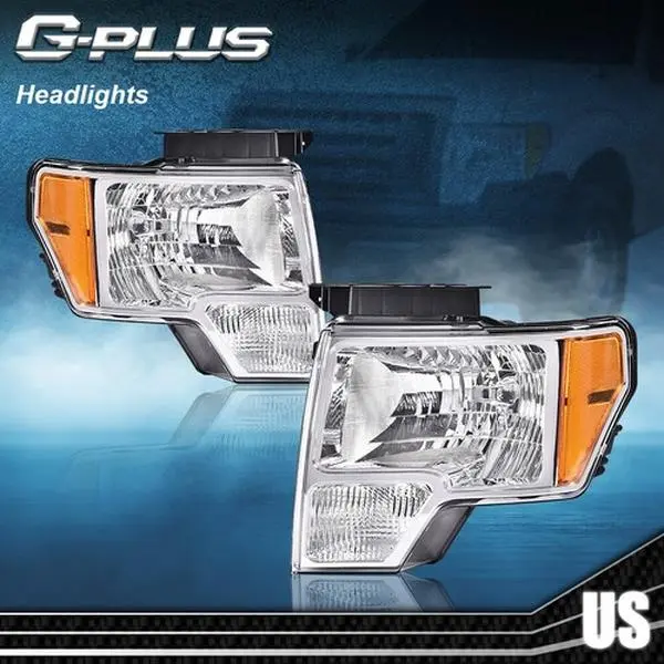 G-PLUS Projector Headlights, 2009-2014 Ford F150 Headlight Assembly, Driver & Passenger Side Pair, Projector Headlight
