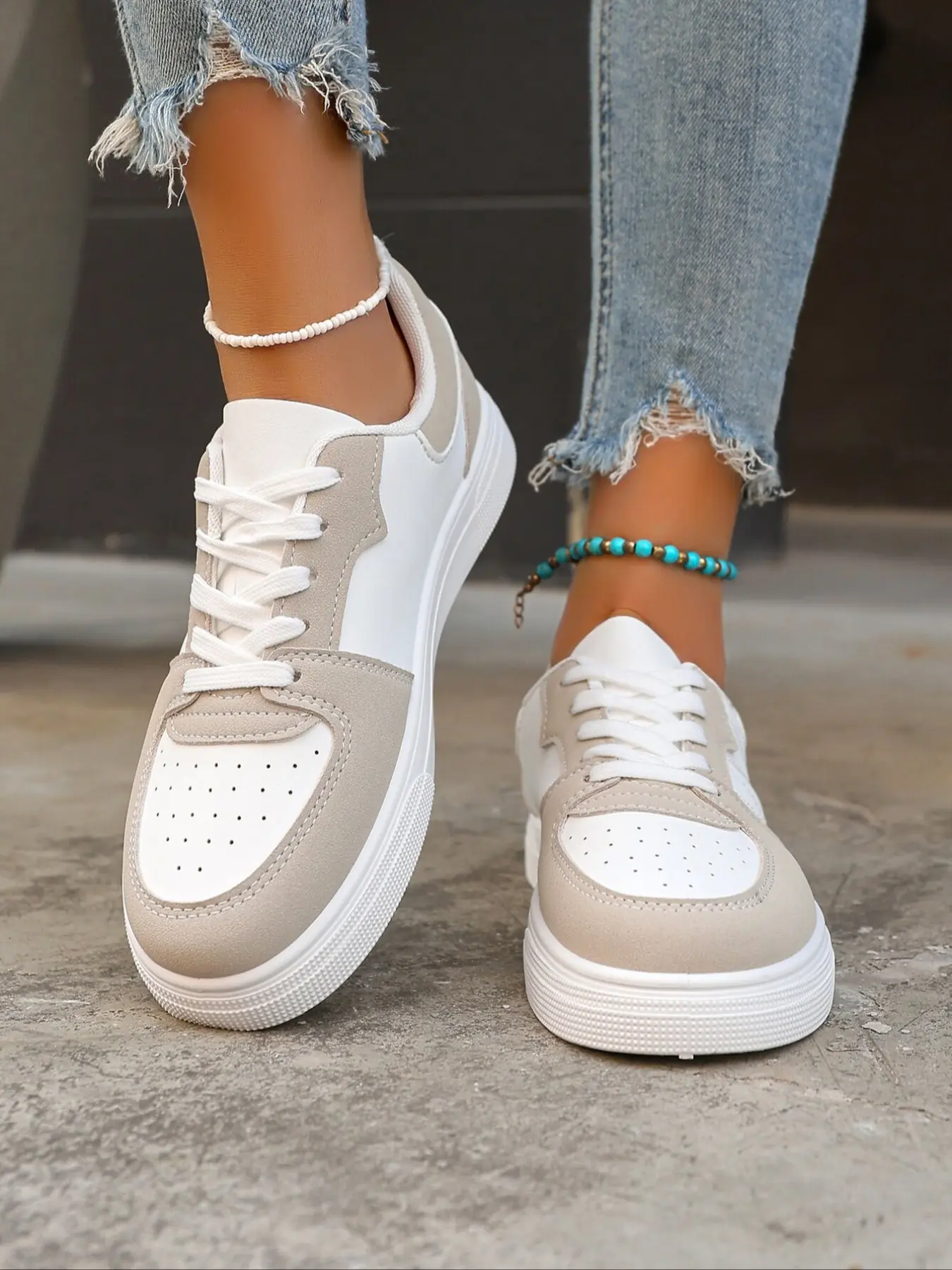 Colorblock Sneakers, Thick Sole Comfort, Rubber, Breathable Design, Daily Commute & Streetwear, Casual Fashion Shoes, Walking Shoes, Sports Shoes
