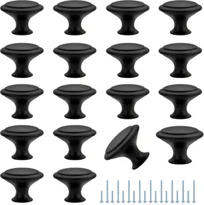 [USA Stock] - 18 Pack Matte Black Cabinet Drawer Hardware 30mm Kitchen Cabinet Knobs Drawer Pulls with Installation Screws for Dressers Kitchens Cupboard