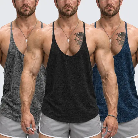 AGILELIN Men's Quick-Dry Stretchy Sleeveless Vest Men's Tanks - U Neck, Sweat-Wicking Lightweight Stretch Polyester Clothing for Running, Gym Workout Training, Drag-Reducing