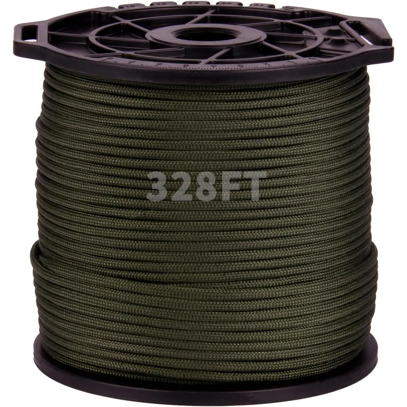 Paracord Rope - 9-Strand Nylon Synthetic Rope, 4mm Thick, 100M/328FT Spool, for Camping, Kayaking, Measuring Tape & Card Slot Compatibility (Green), Ropes
