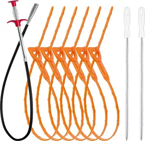 35.5inch Drain Clog Remover 25inch Drain Snake Hair Remover 6pcs Cleaning Brush 2pcs Hair Catcher Drain Auger Cleaner Tool Set For Toilet Kitchen Sink Bathroom Tub Sewer 9 Pack