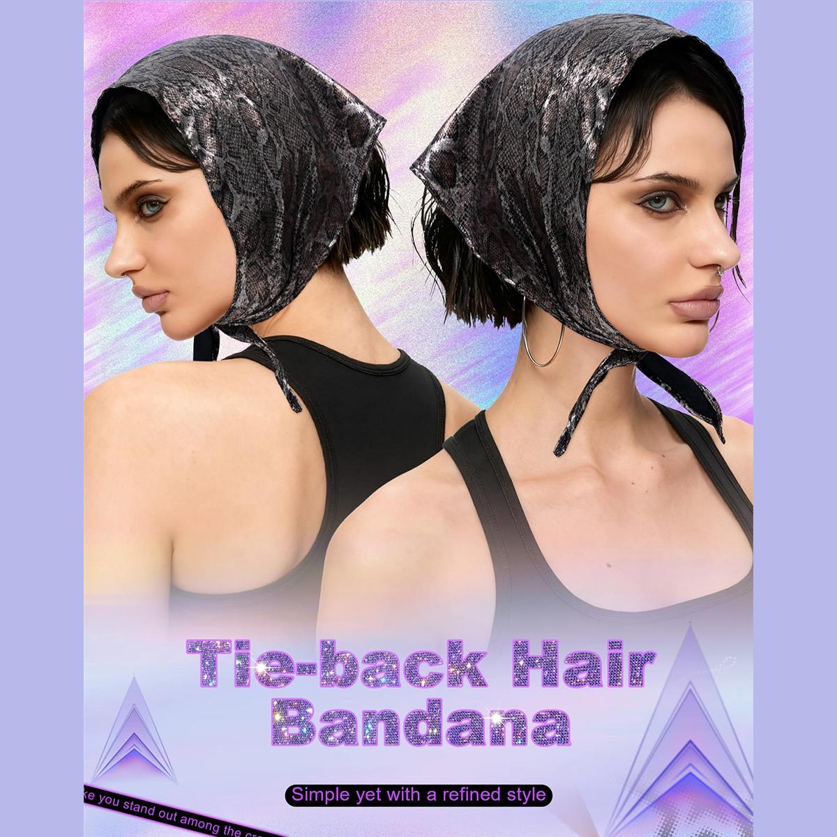 Y2K Punk Triangle Head Scarf with Metal Charms Sparkly Bandana for Women | Vintage Neck Scarf for Festival Party Concert Y2K Punk Triangle Head Scarf with Metal Charms Sparkly Bandana for Women | Vintage Neck Scarf for Festival Party Concert