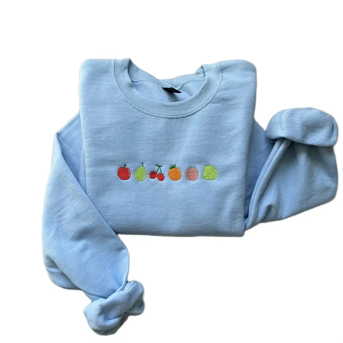 [MAKE IN US] Island Fruits Embroidered Sweatshirt, Cute Fruit Crewneck, Tropical Food Lover Pullover, Unisex Casual Long Sleeve Top