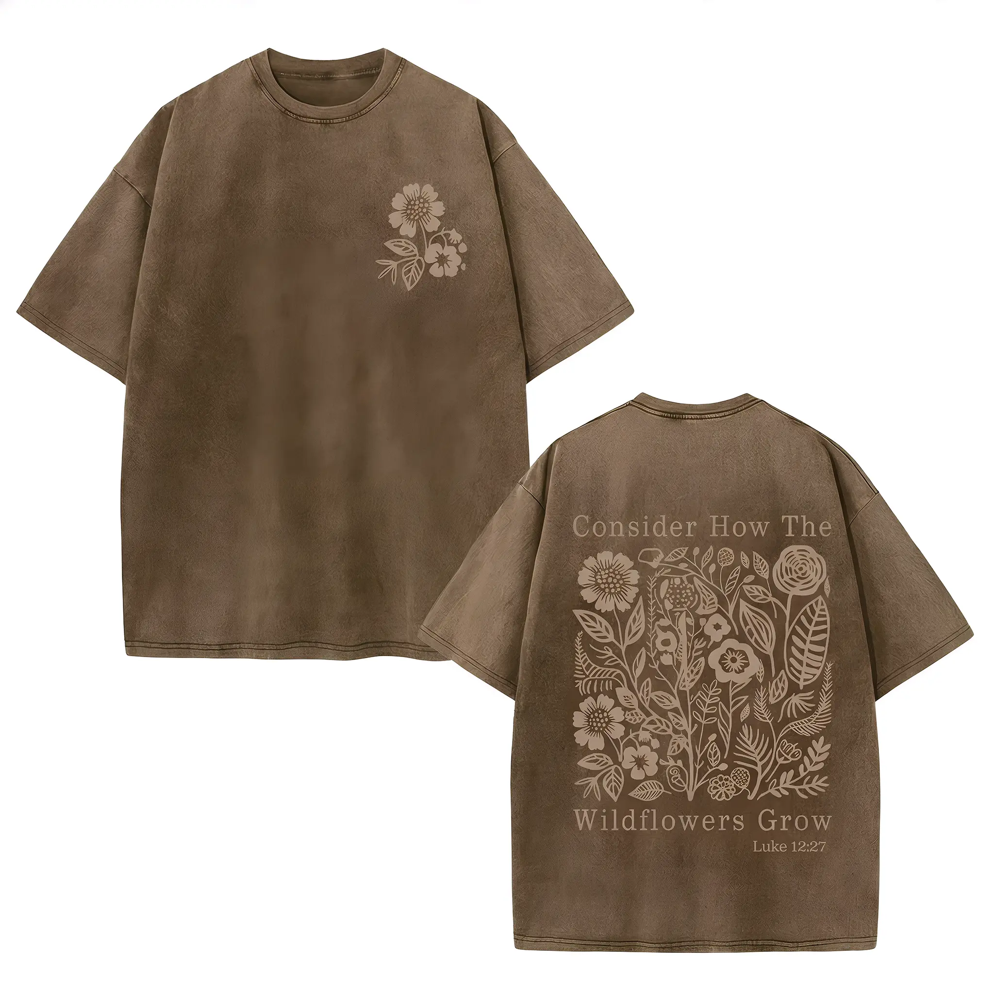 MoodTees Men's Vintage Waterwashed Floral Tshirt - 100% Soft Breathable Cotton Menswear Top, Short Sleeve Round Neck, Retro Distressed Print, Relaxed Fit, Trendy Streetwear, Everyday Wear Gift Idea, Shortsleeve, Floral Print, Oversized, Casual, 100% Cotto
