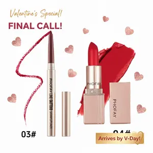 PHOFAY 2Pcs Matte Lip Kit - Transfer-Proof Liquid Lipstick & Matching Lip Liner Set - Long Lasting Non-Stick Cup Lip Duo - Velvet Matte Finish