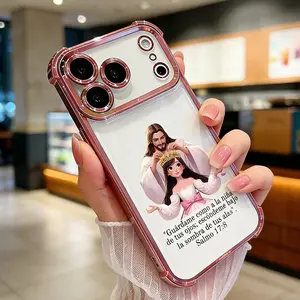 Jesus Crowns Little Girl Salmo 17:8 Bible Verse Phone Case for iPhone 11 12 13 14 15 16 17 Pro Max Plus Air, Christian Faith Rose Gold Clear Shockproof Cover, Religious Gift for Women Girls DDSJ-260404010