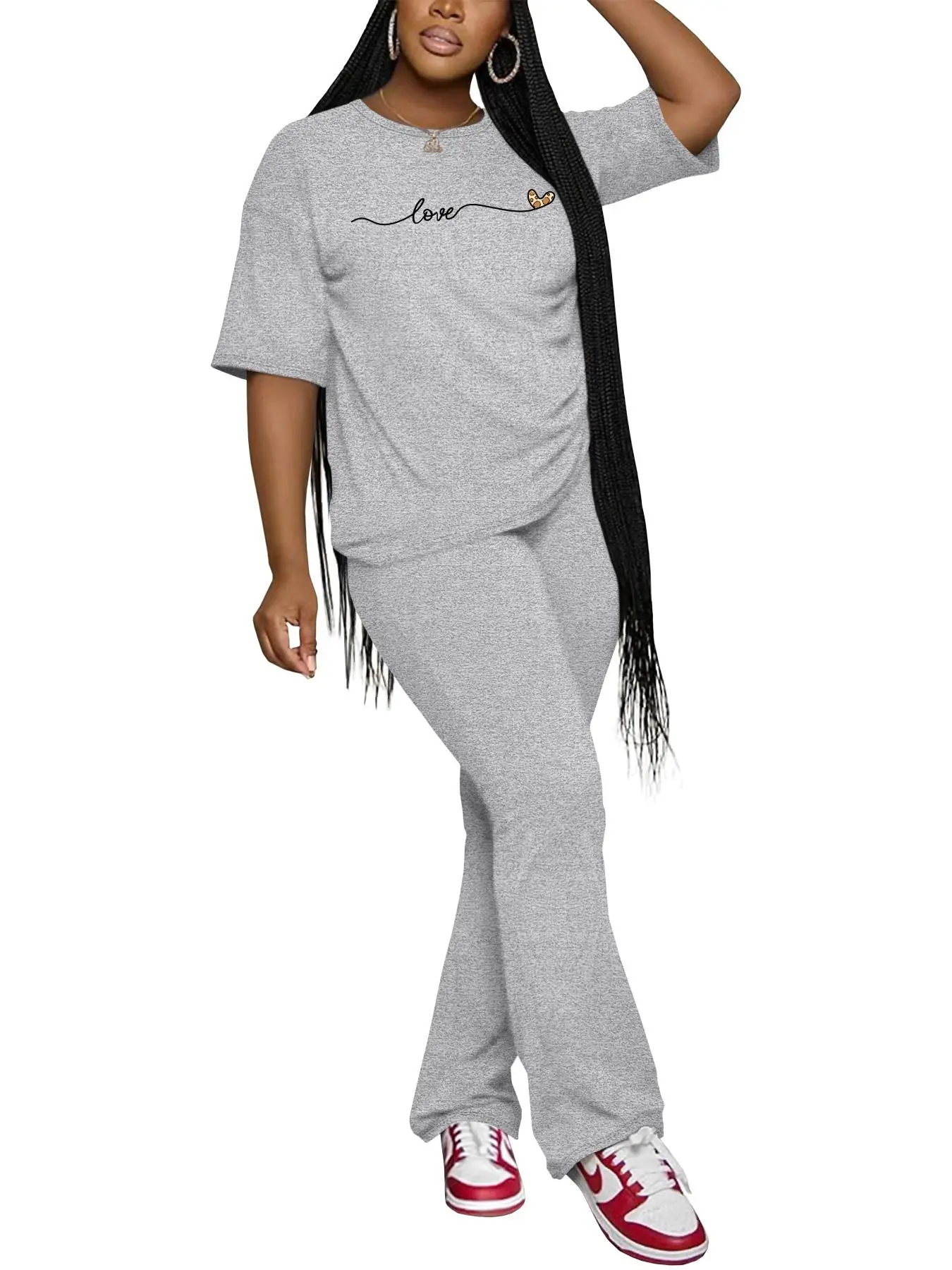 Fashionable Women's Two-Piece Casual Sports Set for Spring & Fall, Stylish Printed and Simple Mix Match, Essential Daily Wear for Modern Women, Athleisure Sweatsuit