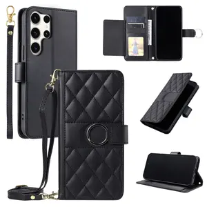 For Samsung Galaxy A21S A16 A17 A32 A33 A34 A35 A36 A37  A50 A52 A53 A54 A55 A56 A73 Wallet , PU Leather Flip Folio  with Card Holders Kickstand [Shockproof TPU Inner Shell] With Long Lanyard for Girl Women Lady Anti theft phone case