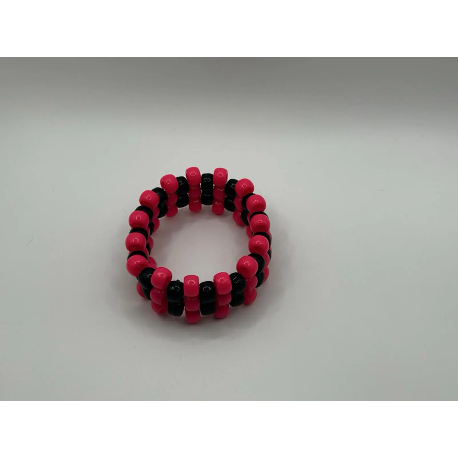 Hot Pink and Black Kandi Stripped Cuff Bracelet - Trendy Accessory for Everyday Wear