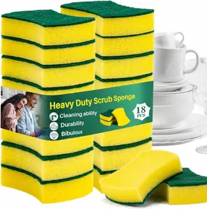 18PCS Heavy Duty Scrub Sponge - Dish Scrubber Sponge Non Scratch Double Sided Reusable Cleaning Scouring for Kitchen Dishes, Pots, Pans, Sink Bulk Household Cleaning.