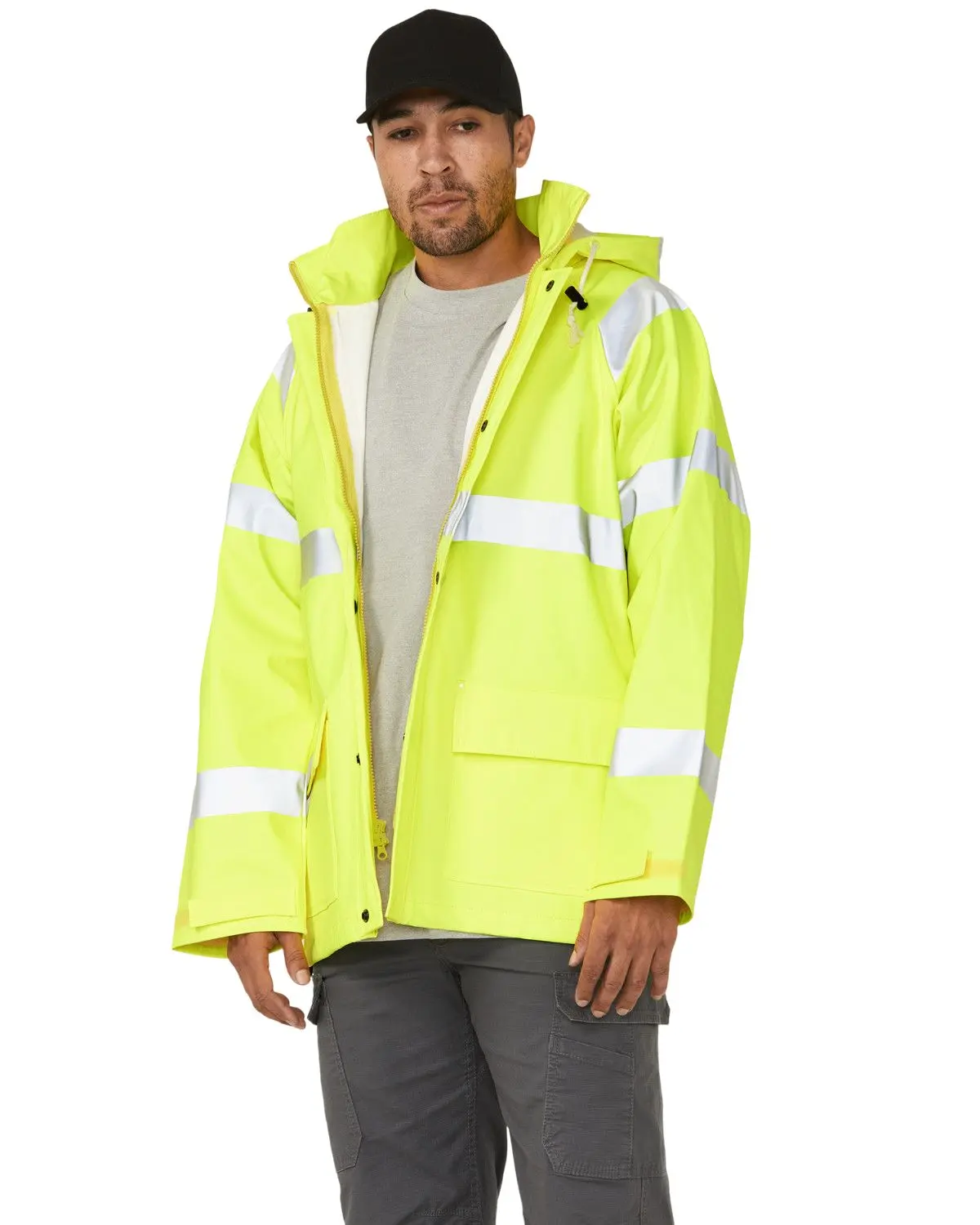 Forge Workwear Men's Men'S Fr Hi-Vis Rain Work Jacket - Mfrrjdh-0016-Ylw