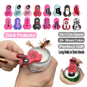 Designs Easy Can Opener Keychain Beverage Barricade Premium Shields for Pop Coke Beer Soda Aluminum Drinks Basic Keychain Design chain Personalized Dainty Keychain Pendant Smooth Opening Experience Kitchen Utensils - Silicone