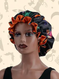 Double Sided Sleeping Bonnet, Halloween Themed Ruched Design Sleeping Bonnet, Fashion Accessories for Women & Girls