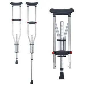 VEVOR Underarm Crutches, 13-Level Height Adjustable Underarm Walking Crutches, Lightweight Aluminum Crutches for Adults Teenager - with Soft Underarm Pad for Leg Injury Surgery Disabled, 1 Pair 300LBS