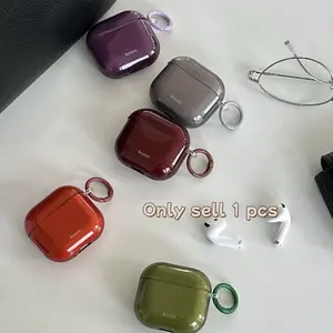 Vintage Semi-Transparent Five Color Earphones + Ring Earphone Case for Apple AirPods Pro 2/3/4/2 Cases, Fashionable Women's Earphone Shell, Headphones Case