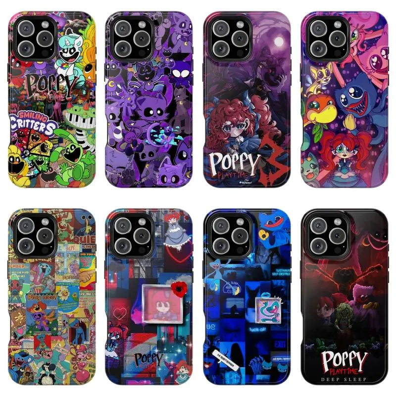Poppy Playtime Huggy Wuggy & Catnap Cute Horror 2-In-1 Drop-Resistant Smartphone Case Protector, Shockproof for iPhone 17-12 (Pro Max, Pro Plus) & Samsung S25-S23 Handheld Devices Accessories