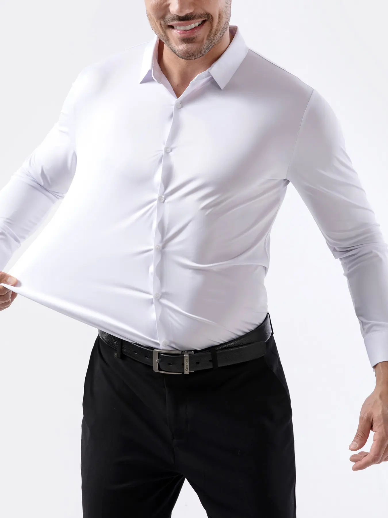Men's High Elasticity Long Sleeve Shirt, Wrinkle-Resistant Business Casual Four-Way Stretch Dress Shirt, No Ironing, Comfortable and Stylish, Casual Business Style