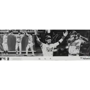 Cody Bellinger Los Angeles Dodgers Autographed Stretched 20" x 40" MVP Canvas - Art by Dave Hobrecht - #10 of a Limited Edition 10 - Fanatics Authentic Certified