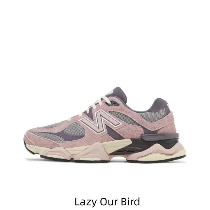 Soft Mauve Retro Lifestyle Collectible Sneakers Breathable Pink & Grey Mesh Panels Wear-resistant Gradient Pink Cream Outsole Elegant Purple Overlay Accents Limited Hobby Collection Sneakers