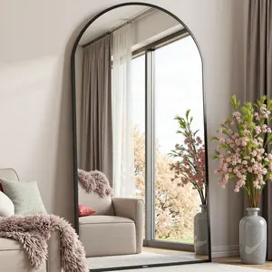 71"x26" Extra Large Modern Arched Full-Length Mirror, Lightweight Shatterproof Glass, Durable Aluminium Alloy Frame, Free-Standing Wall-Mounted Hanging or Leaning True Mirror for House Decor & Aesthetic Room Decor
