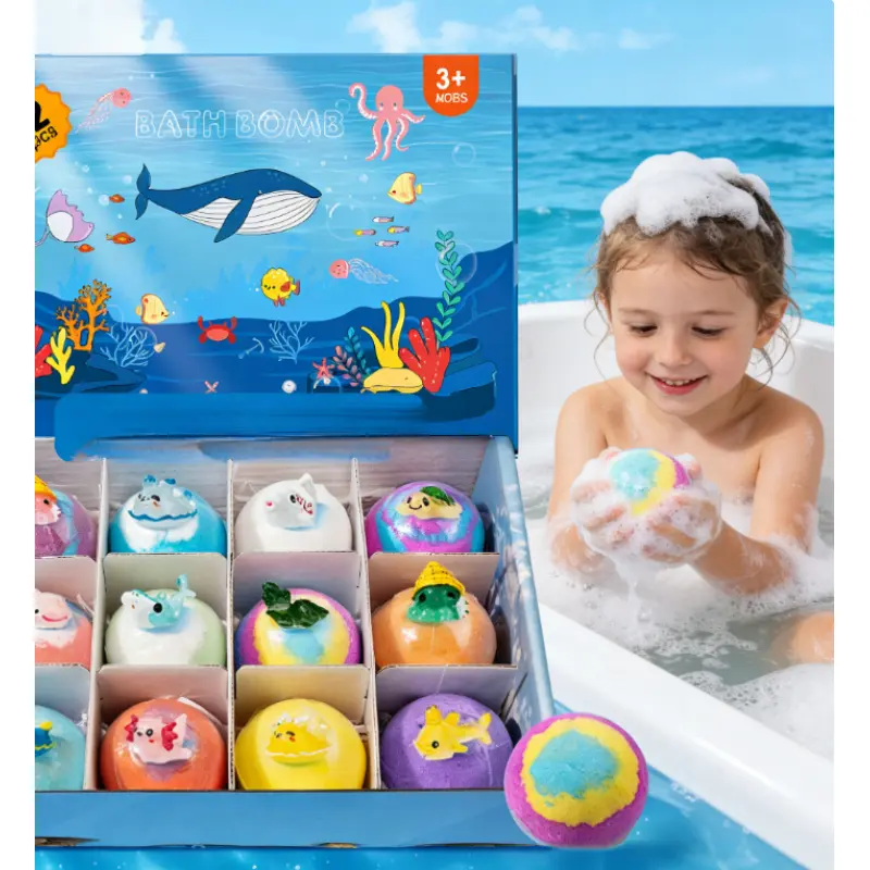 Ocean Scented Bath Bombs 12 Pack with Surprise Toys Inside, Bath Bubble Maker, Create Fun Bubbly Bath Experience