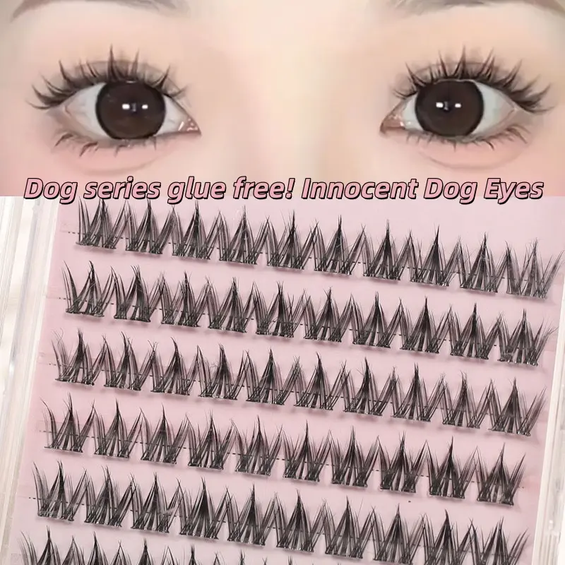 80 clusters of large capacity glue free dog series lazy person thick natural manga novice simulation eyelashes segmentation Cluster False Eyelashes Puff Lash Clusters Fluffy Lashes Fashion Eyelashes Eyelashes Extensions