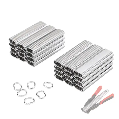 GJANSH 1000PCS / 2500 PCS C Clips Hog Rings Refill, 0.8'' Automatic Fastener Staples for Wire Fence, Poultry Caging, Upholstery (Rings Only, No Pliers)