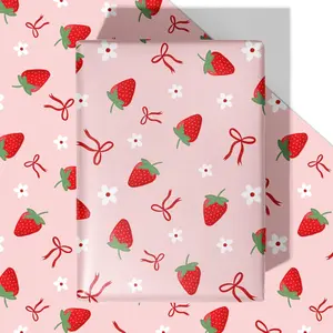 Bow Strawberry Wrapping Paper - 4  Sheets, 28 * 40 Inches - Ribbon Bow Floral  Wrapping Paper,  for Girls Birthdays,  Showers, Christmas, Weddings, Valentine's Day