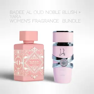 Lattafa Perfumes Badee Al Oud Noble Blush + Yara 100ml (3.4oz) - Fragrance Collection Starter Pack - Women's Fragrance Bundle