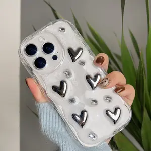 Labzone Luxury Heart Case for iPhone 16,15,14,13 Pro Max drop-resistant,16 Plus- Cute Shining Girly Butterfly Phone Cover Anti-fall for iPhone 14Pro White Pretty Design Aesthetic Unique Funda for iPhone16 Pro Max drop-proof